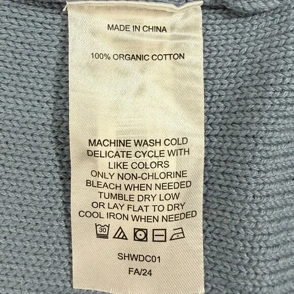 Quince 100% Organic Cotton Cropped Cardigan Size S Blue-Gray - Picture 8 of 8